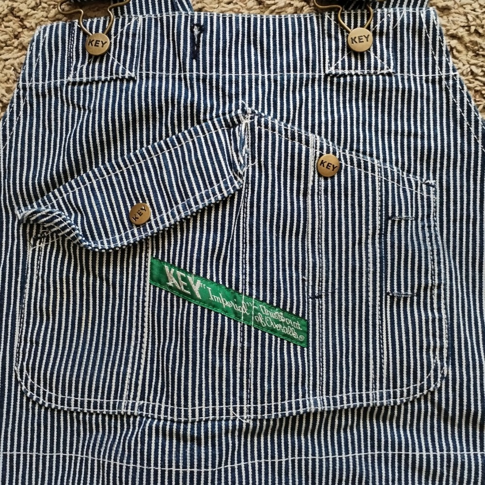 Key Imperial Overalls Men 44x34 Hickory Stripe Denim Bib Work Carpenter Railroad - Picture 8 of 8